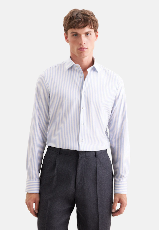 Slim Flannel shirt Stripes in Hellblau |  Seidensticker Onlineshop