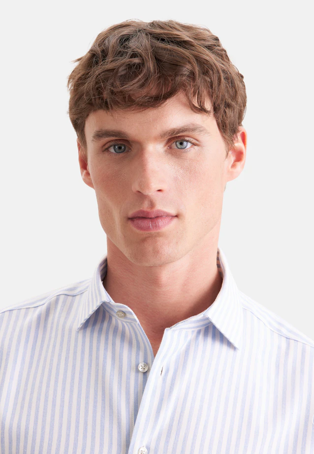 Slim Flannel shirt Stripes in Hellblau |  Seidensticker Onlineshop
