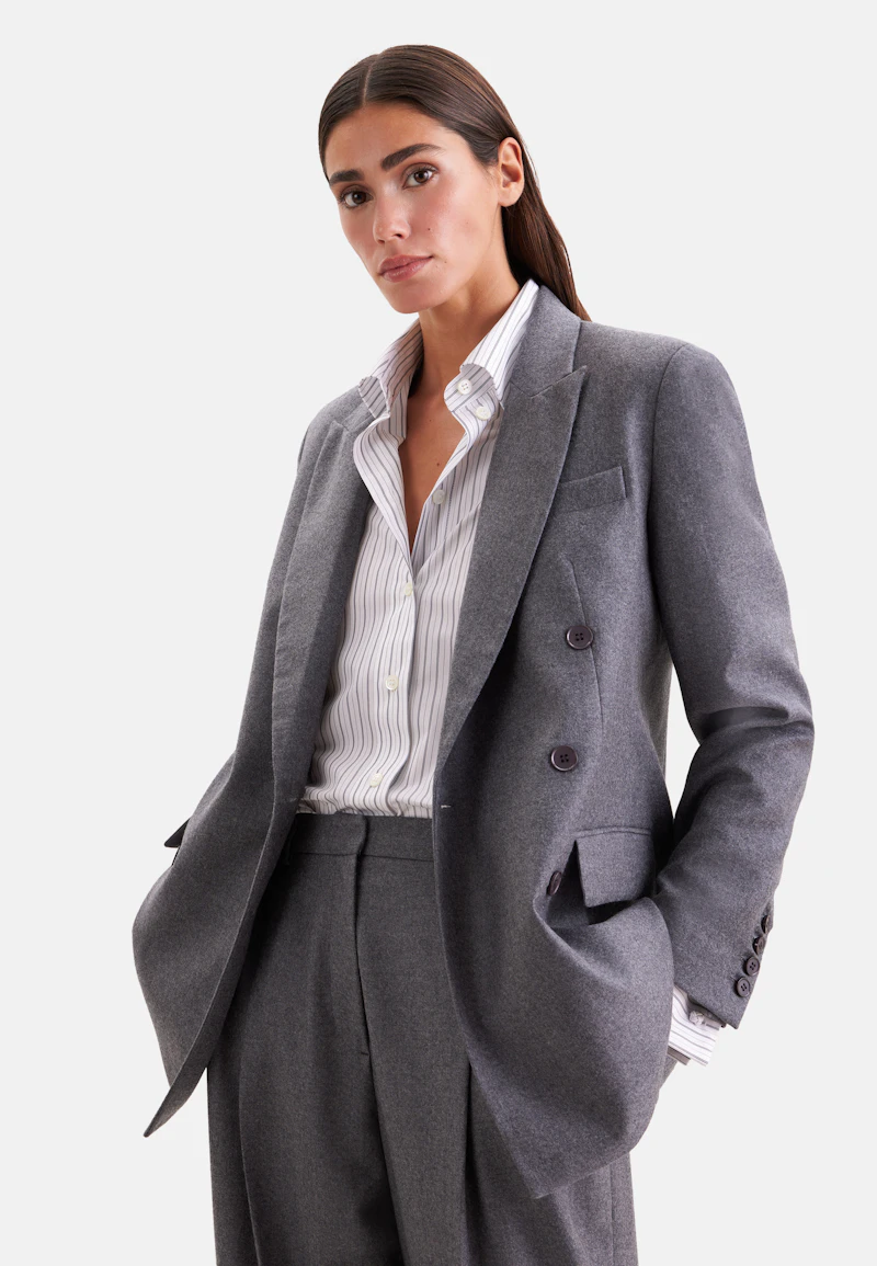 Blazer croisé en mélange de laine à poches à rabat