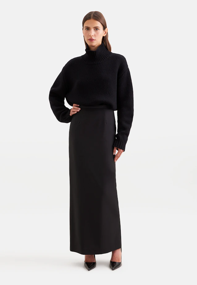 Pencilskirt aus einer Wollmischung mit Satinbund in Schwarz |  Seidensticker Onlineshop