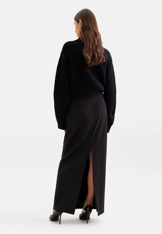 Pencilskirt aus einer Wollmischung mit Satinbund in Schwarz | Seidensticker Onlineshop
