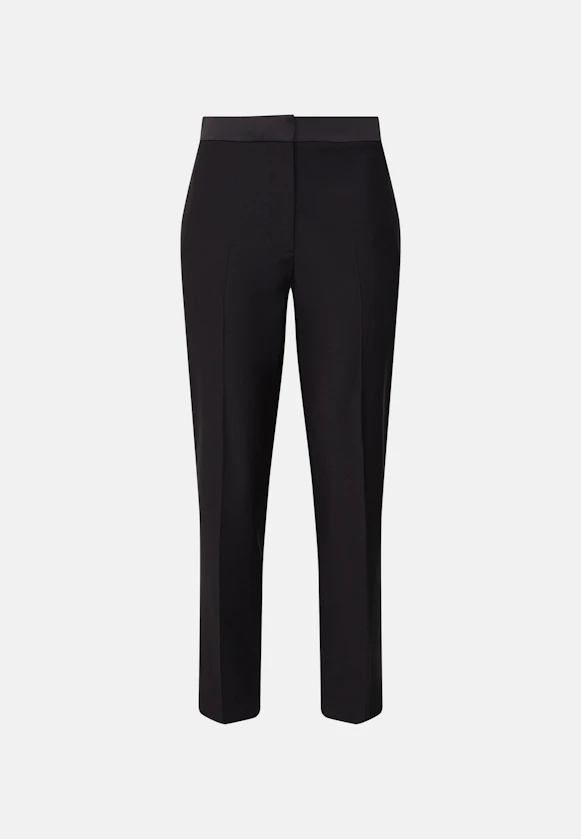 Schmale Hose aus einer Wollmischung mit satinierten Details in Schwarz |  Seidensticker Onlineshop