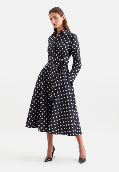Taftkleid mit Tupfen in Schwarz |  Seidensticker Onlineshop
