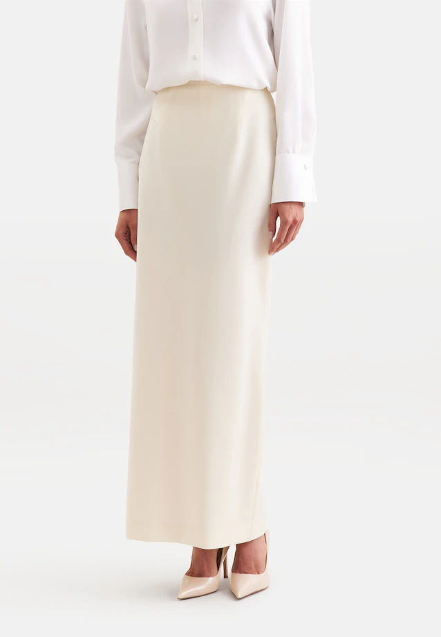 Pencilskirt aus einer Wollmischung mit Satinbund in Ecru |  Seidensticker Onlineshop