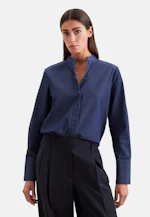 Denim High Cuff High Collar Blouse in Dunkelblau |  Seidensticker Onlineshop