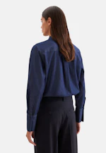 Denim High Cuff High Collar Blouse in Dunkelblau |  Seidensticker Onlineshop