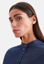 Denim High Cuff High Collar Blouse in Dunkelblau |  Seidensticker Onlineshop