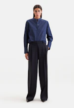 Denim High Cuff High Collar Blouse in Dunkelblau |  Seidensticker Onlineshop