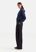 Denim High Cuff High Collar Blouse in Dunkelblau |  Seidensticker Onlineshop
