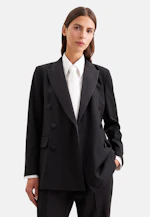 Zweireihiger Smokingblazer aus einer Wollmischung mit satinierten Details in Schwarz |  Seidensticker Onlineshop