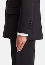 Zweireihiger Smokingblazer aus einer Wollmischung mit satinierten Details in Schwarz |  Seidensticker Onlineshop