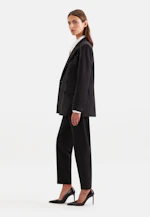 Zweireihiger Smokingblazer aus einer Wollmischung mit satinierten Details in Schwarz |  Seidensticker Onlineshop
