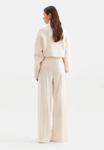 Pantalon plissé en laine avec des détails en satin in Ecru |  Seidensticker Onlineshop