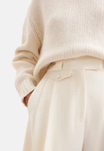 Pantalon plissé en laine avec des détails en satin in Ecru |  Seidensticker Onlineshop