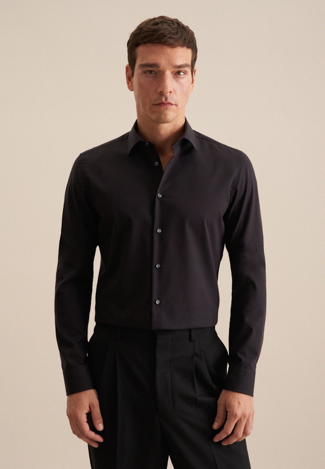 Chemise Business Slim Col Kent  manches extra-longues dans Noir | Boutique en ligne Seidensticker