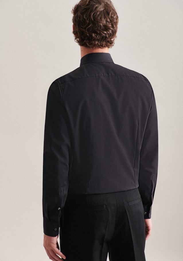 Non-iron Poplin Business Shirt in Slim with Kent-Collar and extra long sleeve in Black | Seidensticker Onlineshop