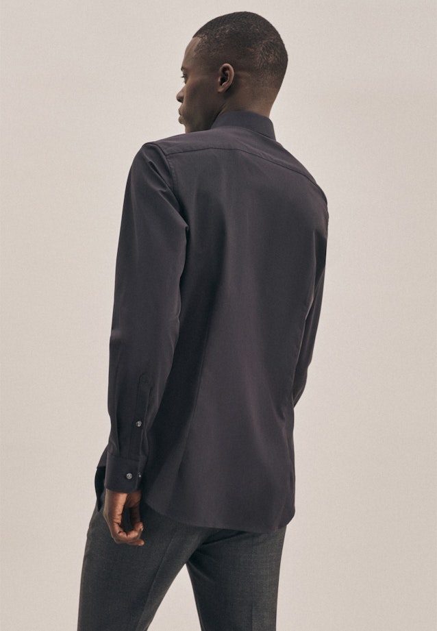 Non-iron Popeline Business overhemd in Slim with Kentkraag and extra long sleeve in Zwart | Seidensticker Onlineshop