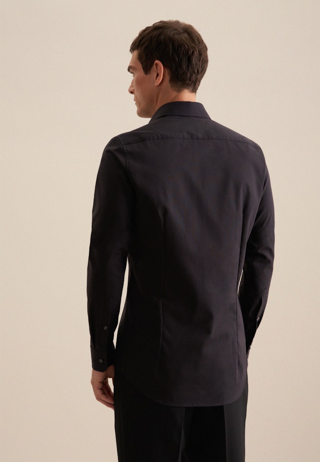 Non-iron Popeline Business overhemd in Slim with Kentkraag and extra long sleeve in Zwart | Seidensticker Onlineshop