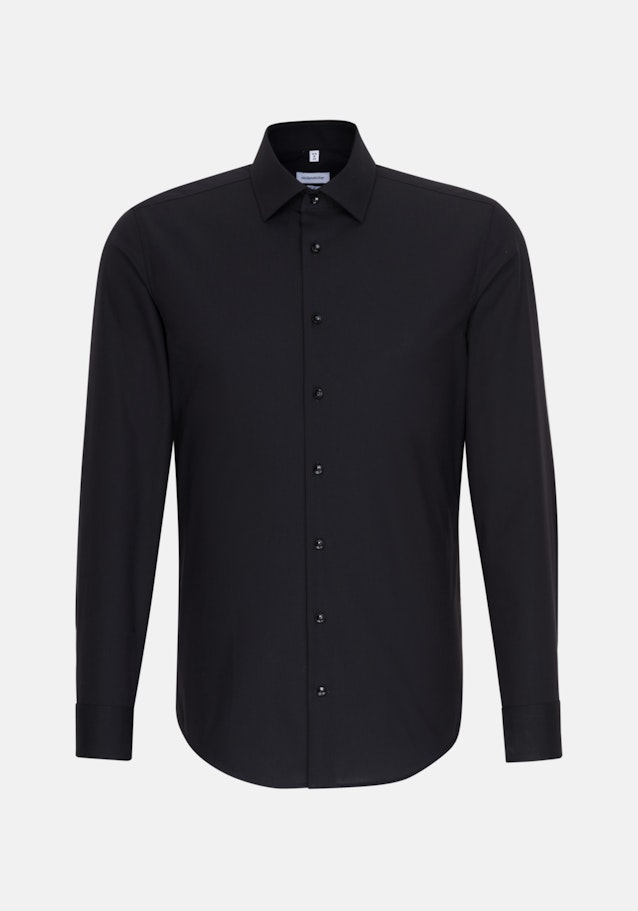 Non-iron Poplin Business Shirt in Slim with Kent-Collar and extra long sleeve in Black |  Seidensticker Onlineshop