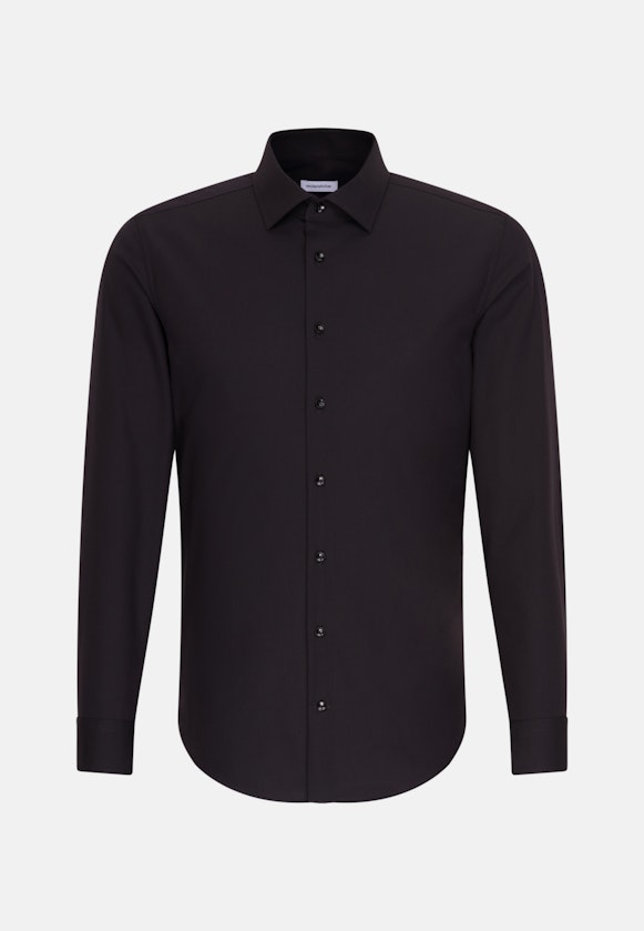 Non-iron Popeline Business overhemd in Slim with Kentkraag and extra long sleeve in Zwart |  Seidensticker Onlineshop