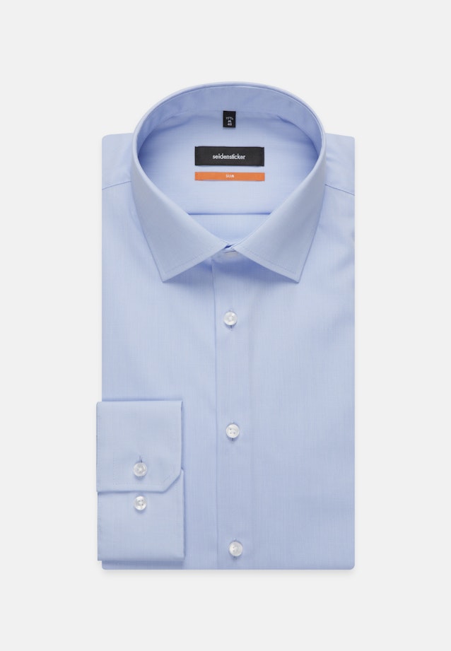 Non-iron Poplin Business Shirt in Slim with Kent-Collar and extra long sleeve in Hellblau |  Seidensticker Onlineshop