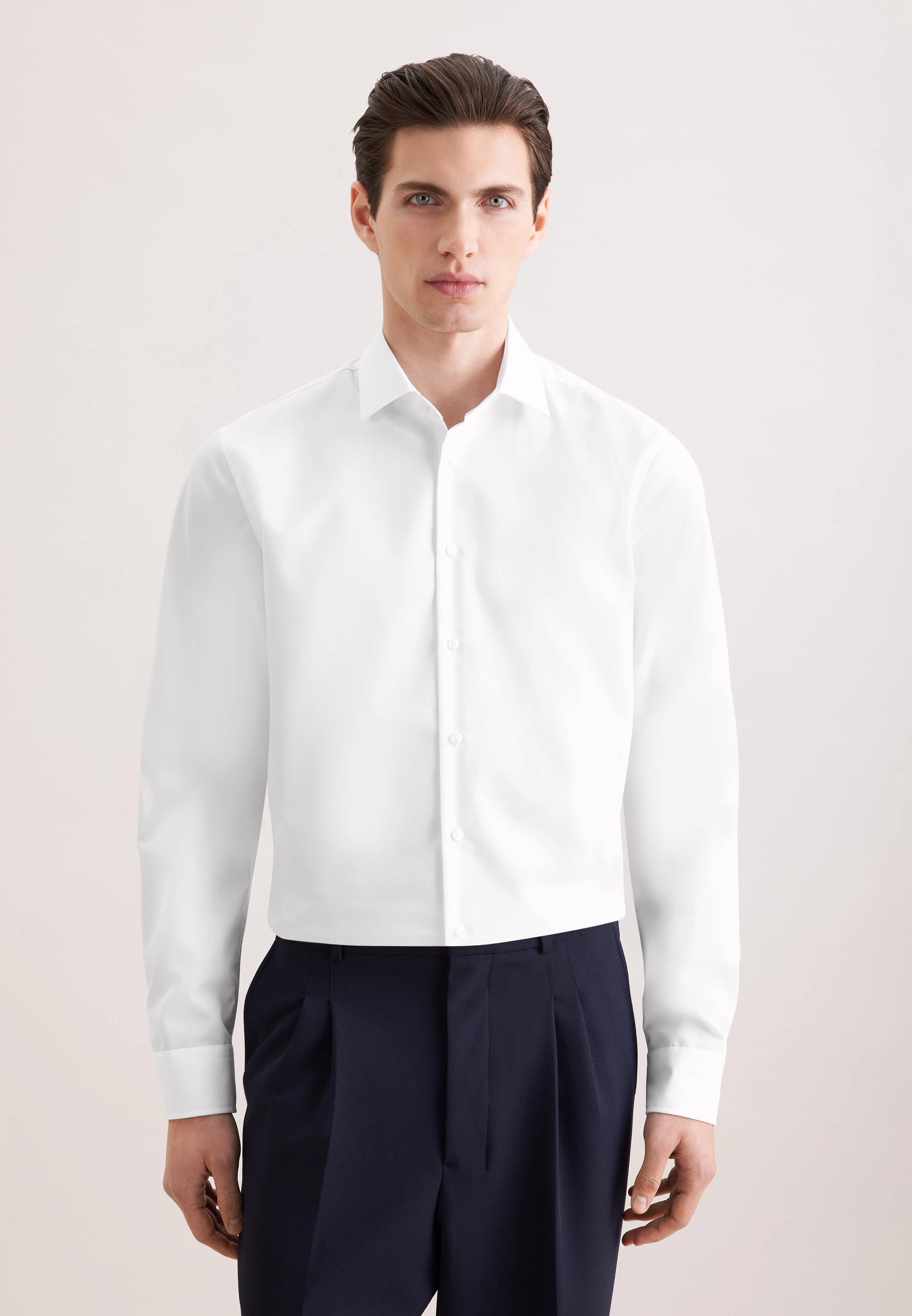 Slim Business Hemd Uni Weiß 45