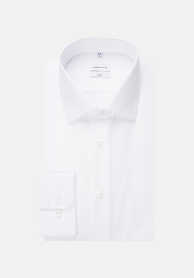 Bügelfreies Popeline Business Hemd in Slim mit Kentkragen und extra langem Arm in Weiß | Seidensticker Onlineshop