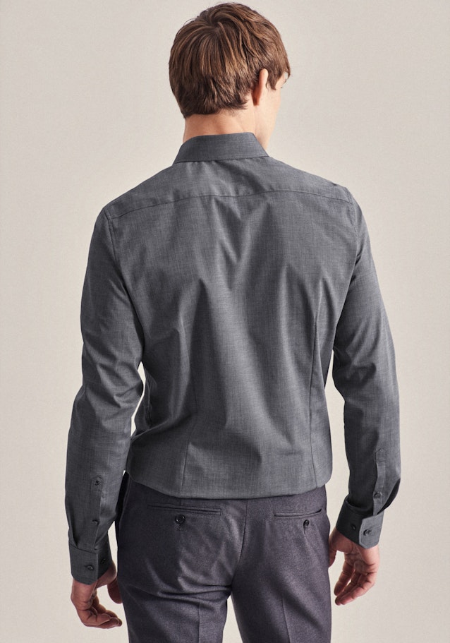 Non-iron Popeline Business overhemd in Slim with Kentkraag and extra long sleeve in Grijs |  Seidensticker Onlineshop