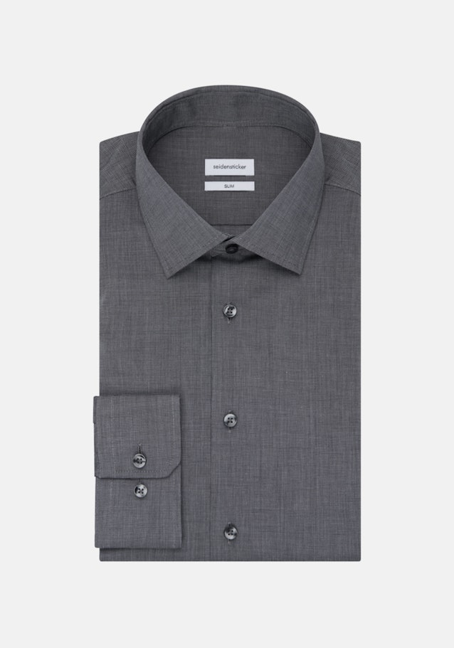 Non-iron Popeline Business overhemd in Slim with Kentkraag and extra long sleeve in Grijs |  Seidensticker Onlineshop