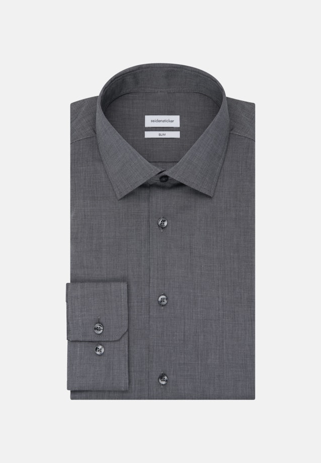 Non-iron Poplin Business Shirt in Slim with Kent-Collar and extra long sleeve in Grey |  Seidensticker Onlineshop