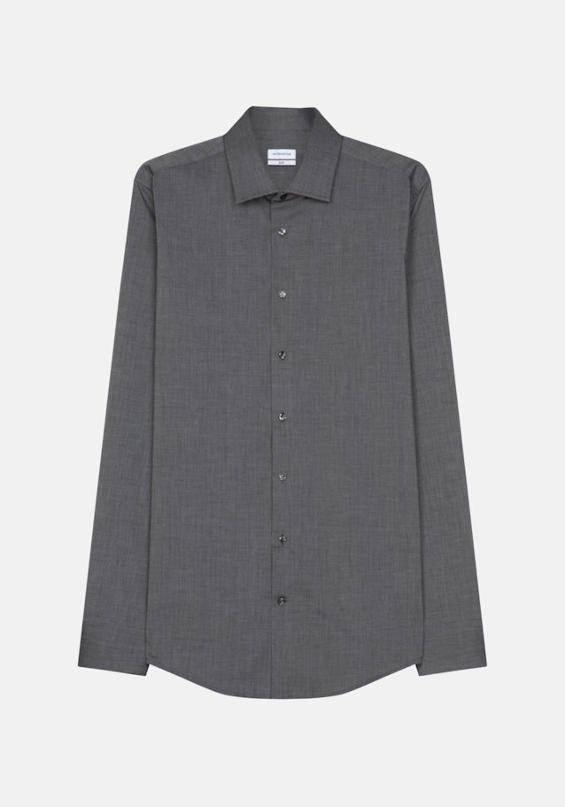 Non-iron Poplin Business Shirt in Slim with Kent-Collar and extra long sleeve in Grey |  Seidensticker Onlineshop
