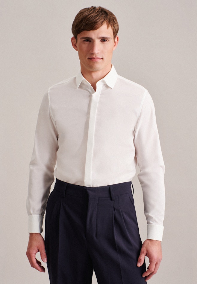 Non-iron Poplin Gala Shirt in Slim with Kent-Collar in Ecru | Seidensticker online shop