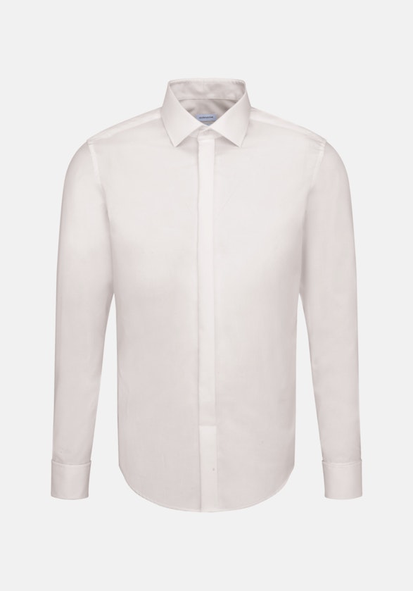 Non-iron Popeline Galashirt in Slim with Kentkraag in Ecru |  Seidensticker Onlineshop