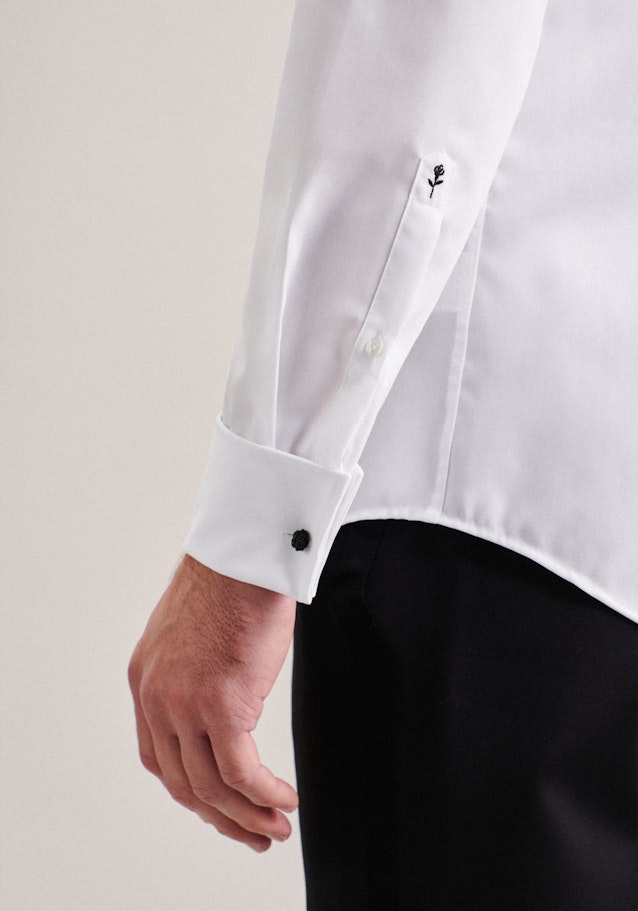 Non-iron Popeline Galashirt in Slim with Kentkraag in Wit |  Seidensticker Onlineshop