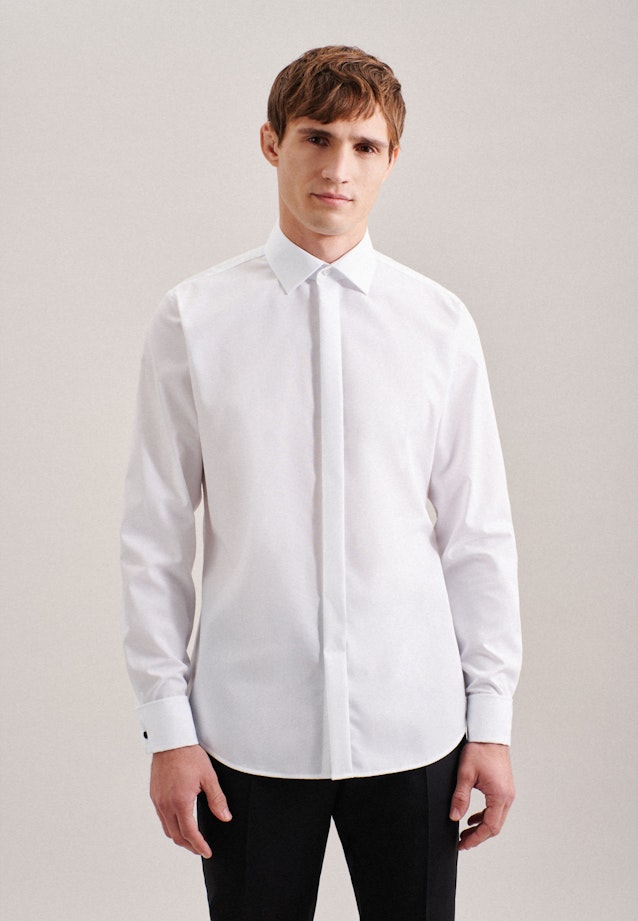 Non-iron Popeline Galashirt in Slim with Kentkraag in Wit |  Seidensticker Onlineshop
