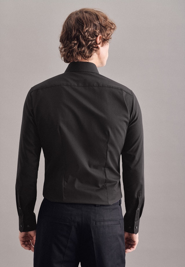 Chemise Business X-Slim Fil à fil Col Kent in Noir |  Seidensticker Onlineshop