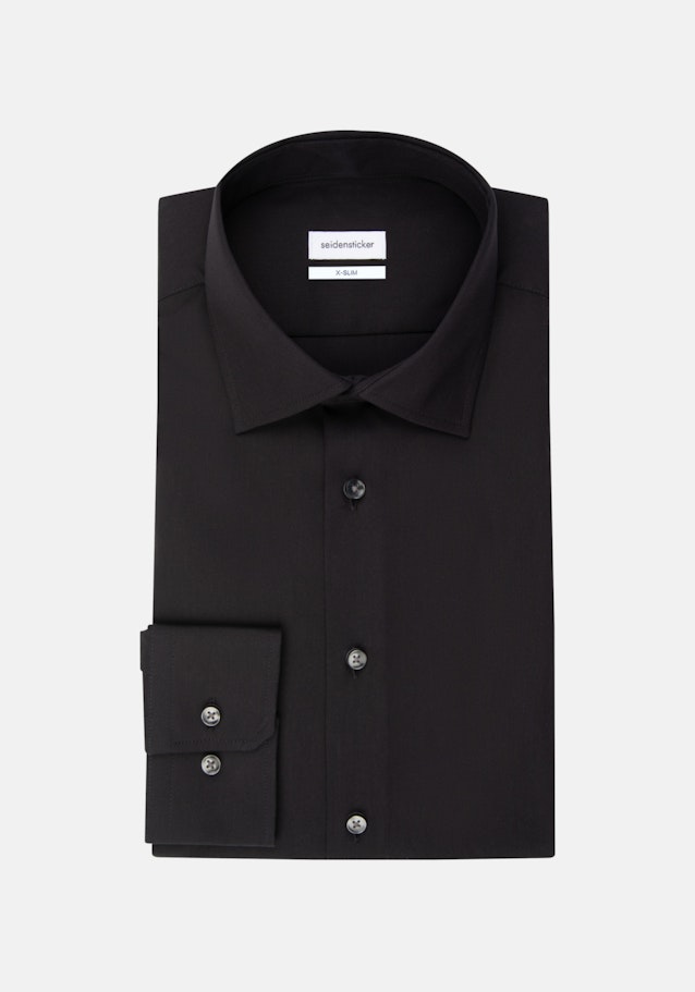 Non-iron Fil a fil Business overhemd in X-Slim with Kentkraag in Zwart |  Seidensticker Onlineshop