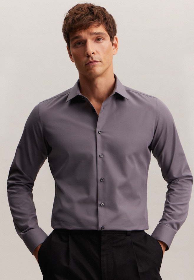 Bügelfreies Fil a fil Business Hemd in X-Slim mit Kentkragen in Grau | Seidensticker Onlineshop