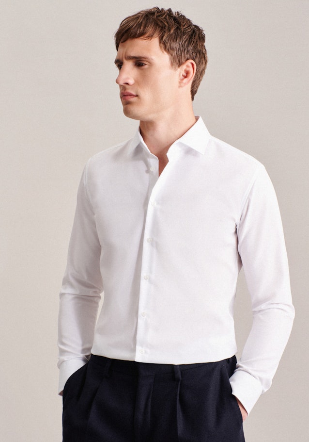 Bügelfreies Fil a fil Business Hemd in X-Slim mit Kentkragen in Weiß | Seidensticker Onlineshop