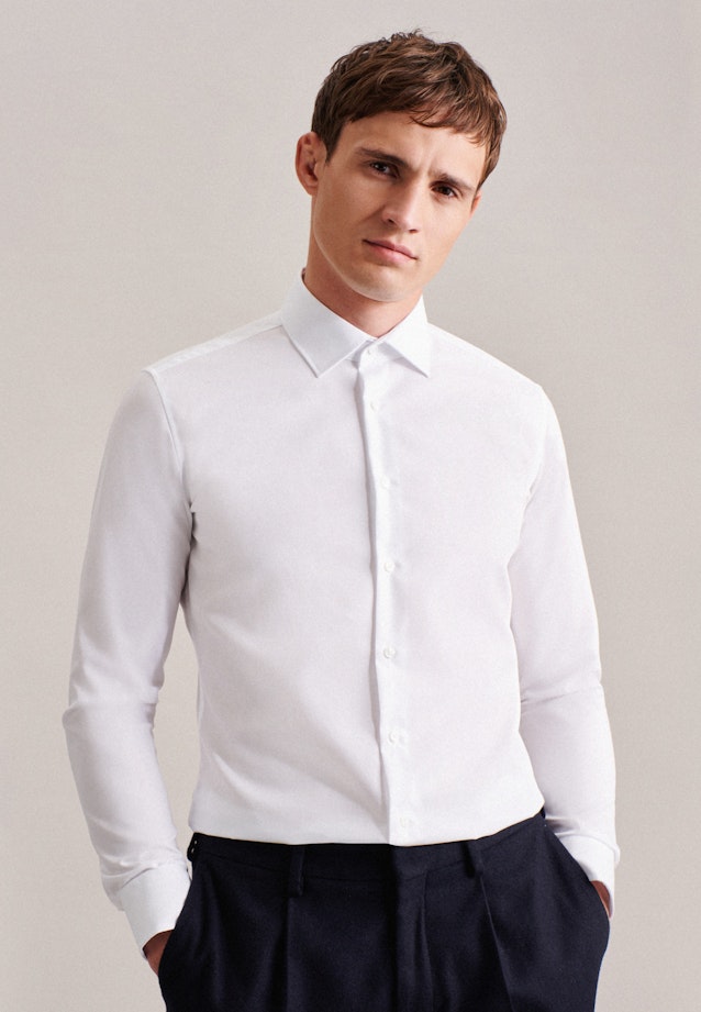 Chemise Business X-Slim Fil à fil Col Kent in Blanc |  Seidensticker Onlineshop