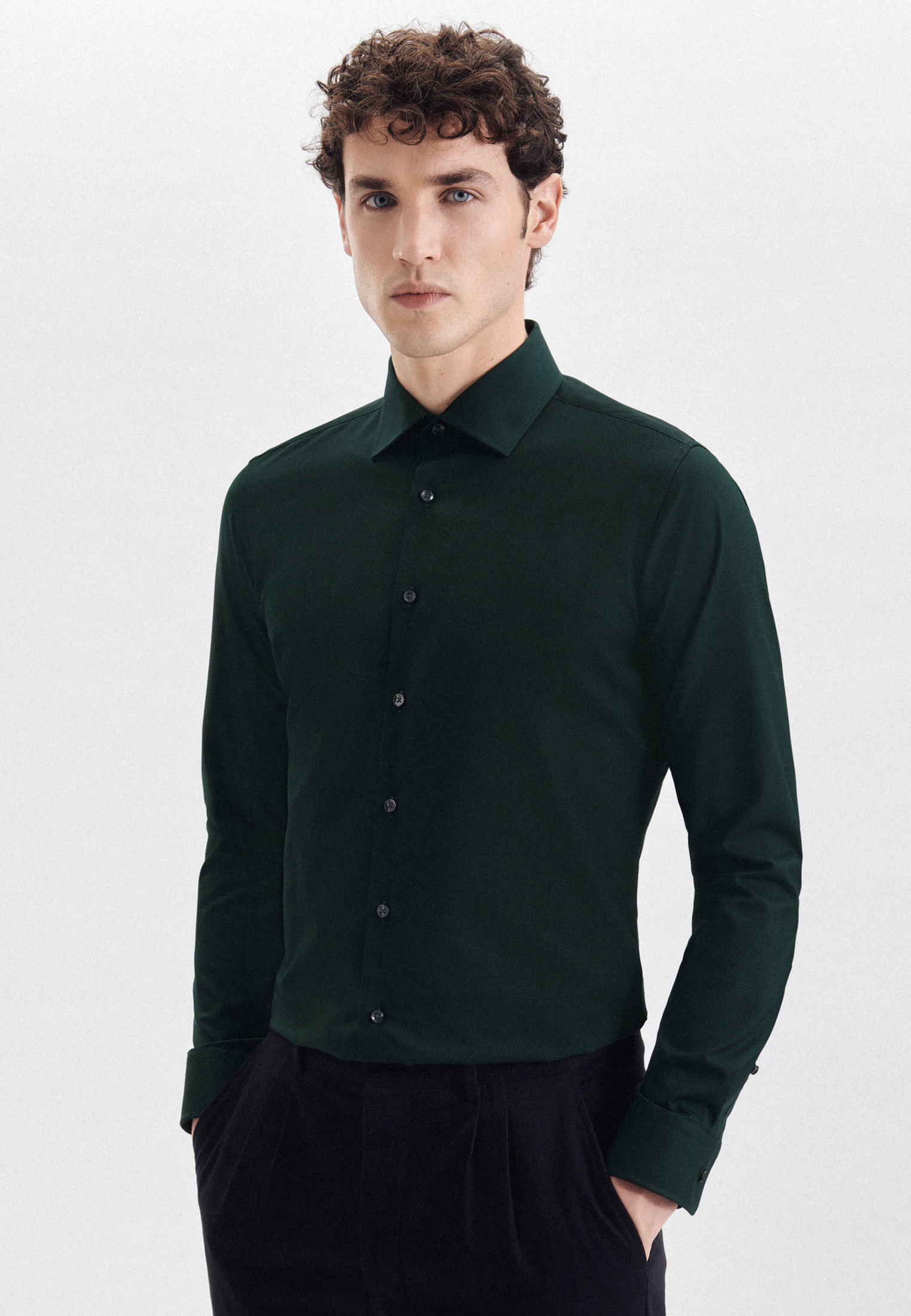 X-Slim Business Hemd Uni Grün 37