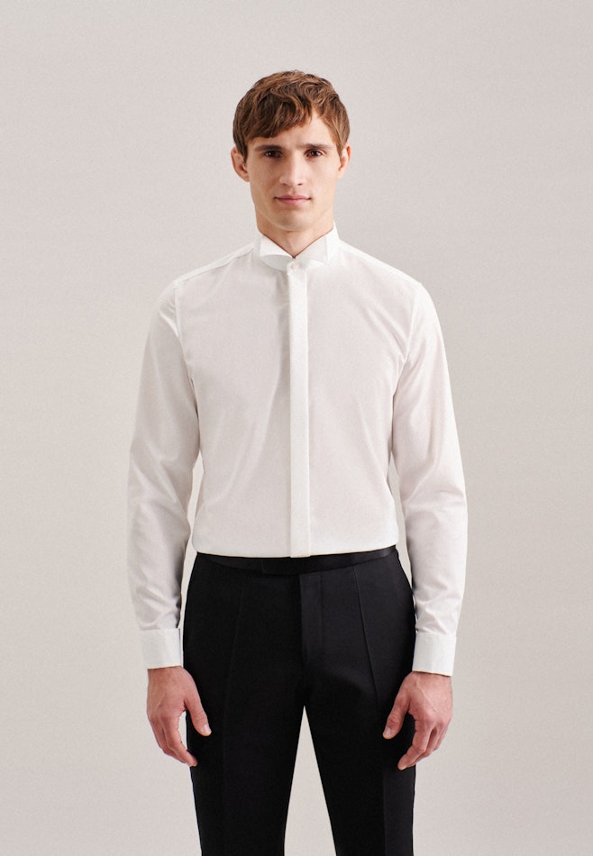 Non-iron Poplin Gala Shirt in Slim with Wing Collar in Ecru | Seidensticker online shop