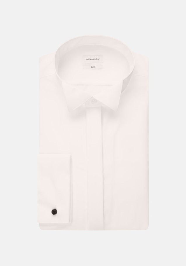 Non-iron Popeline Galashirt in Slim with Vleugelkraag in Ecru |  Seidensticker Onlineshop