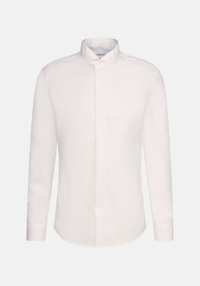 Non-iron Popeline Galashirt in Slim with Vleugelkraag in Ecru |  Seidensticker Onlineshop