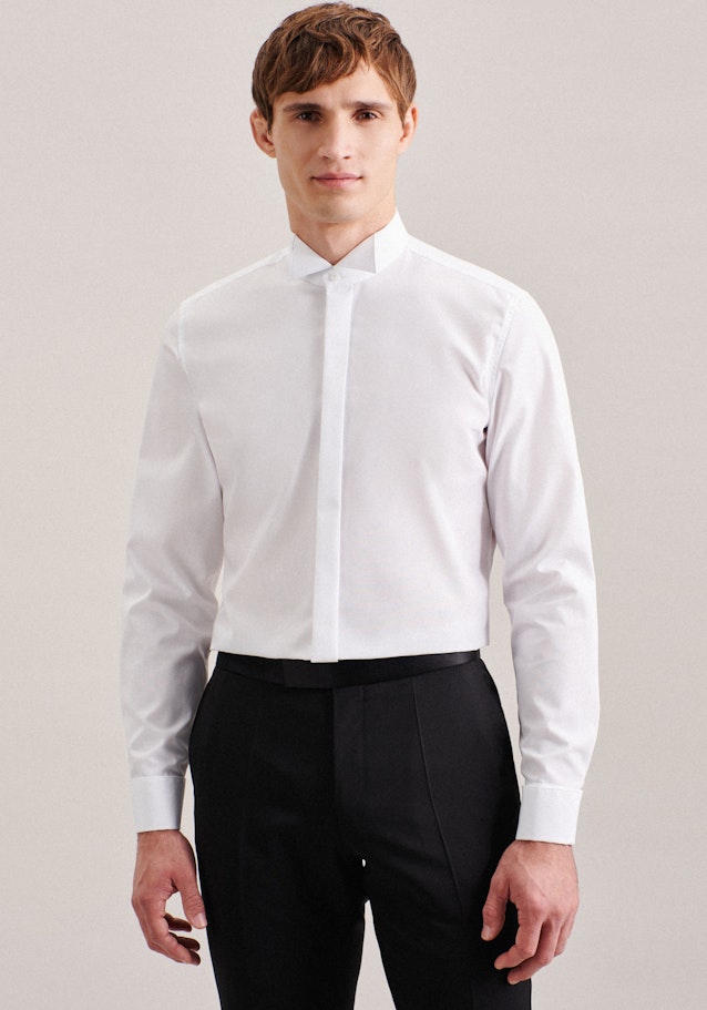 Bügelfreies Popeline Smokinghemd in Slim mit Kläppchenkragen in Weiß | Seidensticker Onlineshop