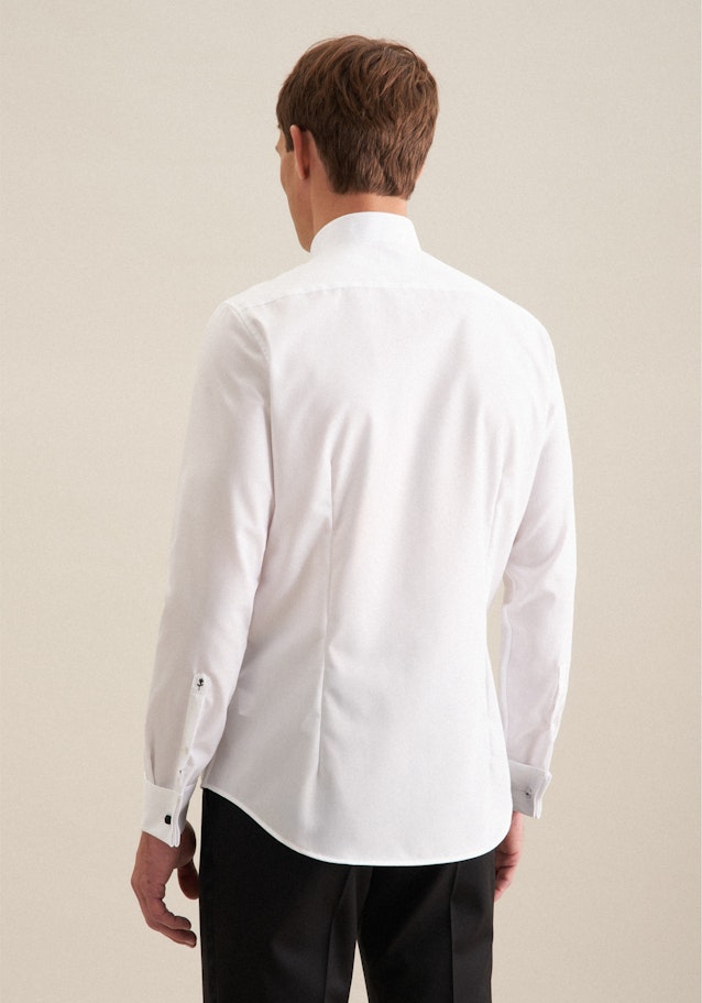 Non-iron Popeline Galashirt in Slim with Vleugelkraag in Wit | Seidensticker Onlineshop