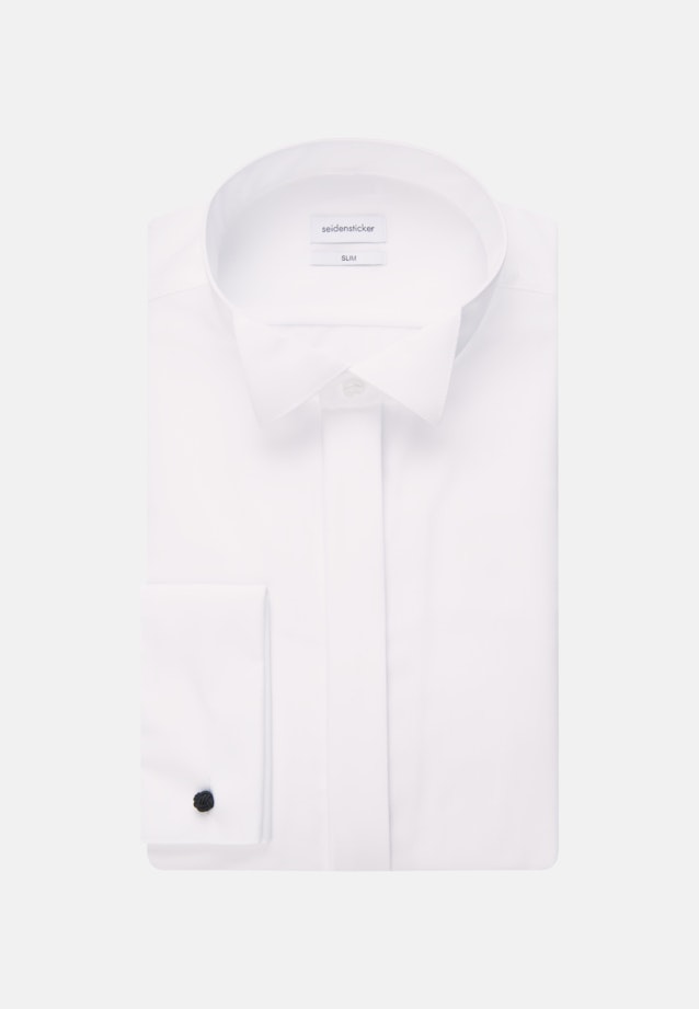 Bügelfreies Popeline Smokinghemd in Slim mit Kläppchenkragen in Weiß |  Seidensticker Onlineshop