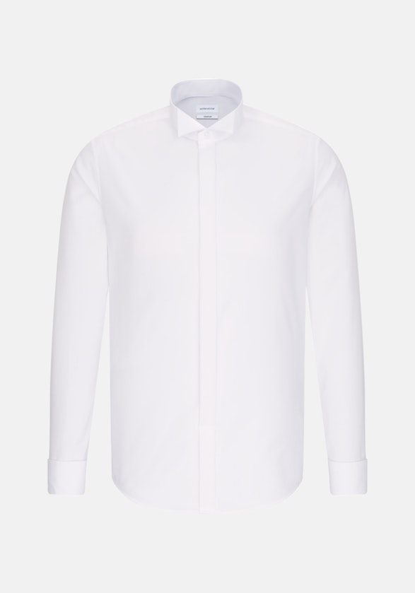 Non-iron Popeline Galashirt in Slim with Vleugelkraag in Wit |  Seidensticker Onlineshop