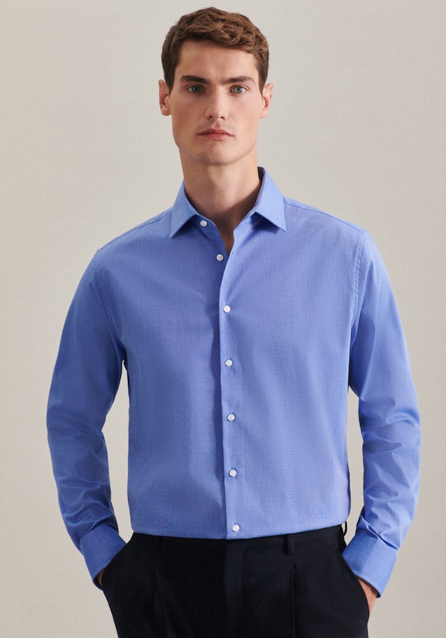 Shaped Chemise d'affaires Uni in Bleu Moyen | Seidensticker Onlineshop