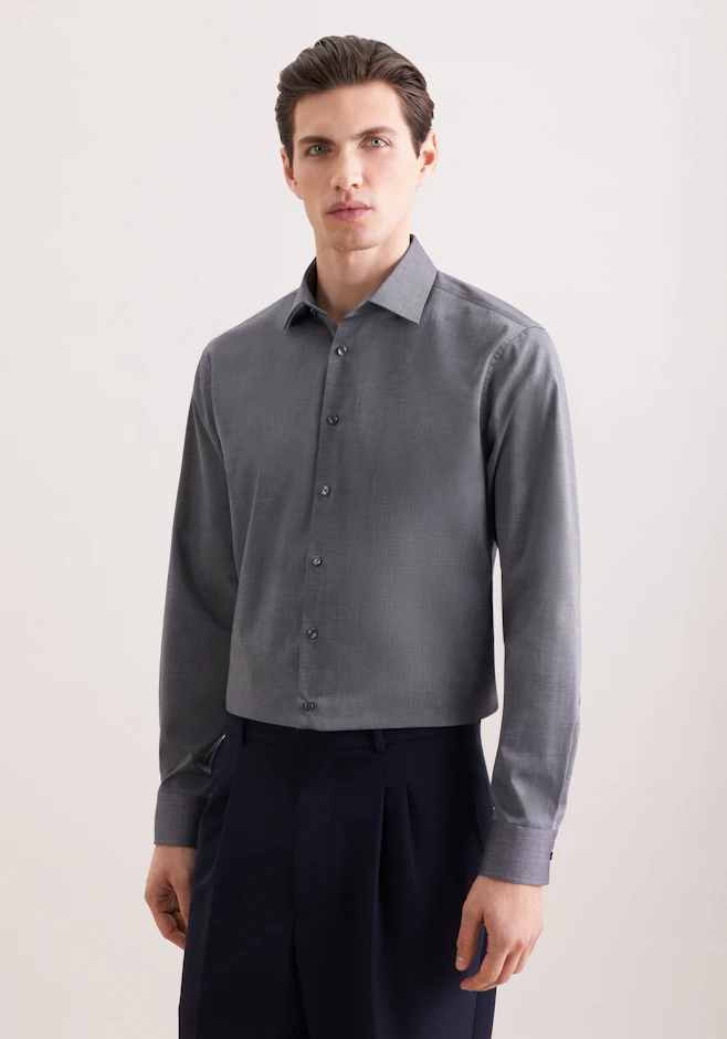 Shaped Business Hemd Uni in Grau | Seidensticker Onlineshop